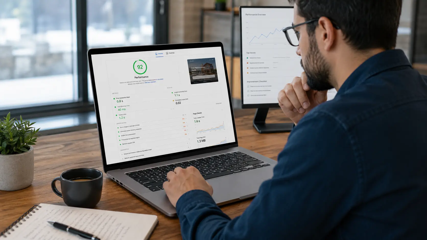 website-speed-performance-review | Zen Web Services Business owner reviewing factors affecting website speed and performance